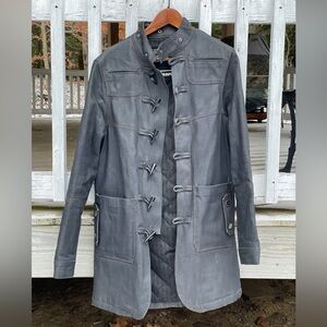GOLDSPUN Denim Cotton Coat Charcoal Military Jacket Men's with Toggle Closures